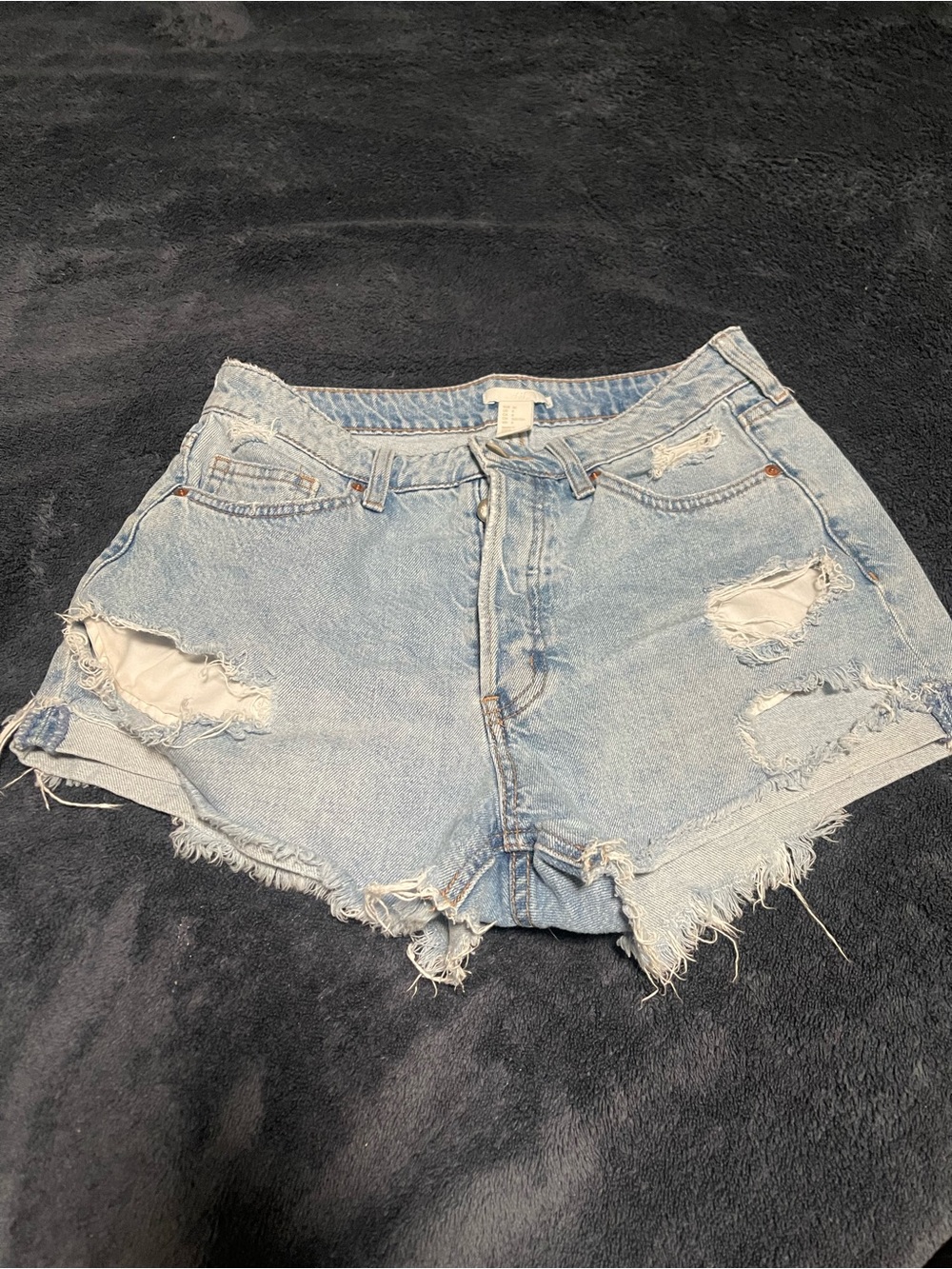 H&M Light Wash Distressed Denim Shorts